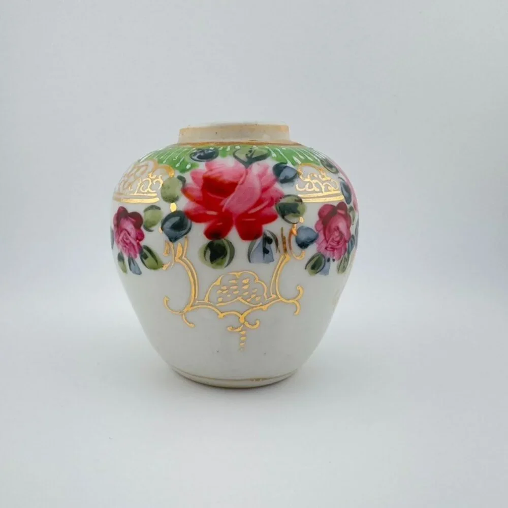 Vintage Hand-Painted Rose Porcelain Jar Quiet Luxury Home Decor Shabby Chic 3